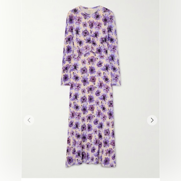 Ulla Johnson Purple and Cream Floral Long Sleeve Dress - Picture 4 of 6